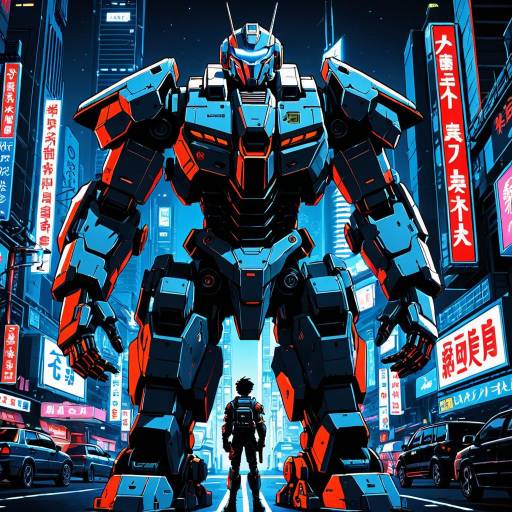 Giant Mech Robot in Futuristic City