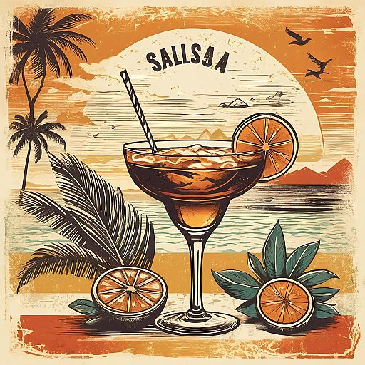 Vintage Tropical Salsa Poster Design