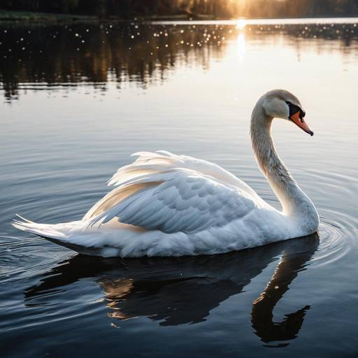 Elegant Swan on Tranquil Lake at Dawn