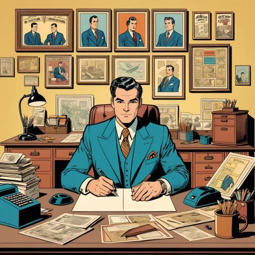 Vintage Office Scene in Retro Illustration