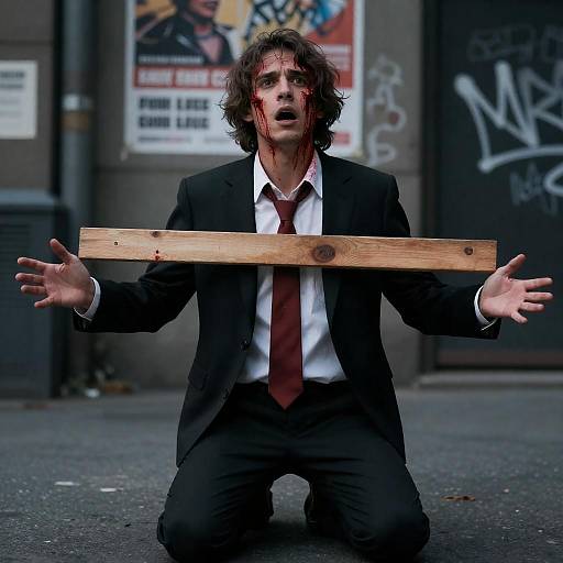 Dramatic Urban Scene of Shocked Man