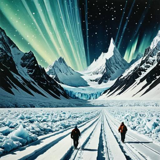 Surreal Frozen Mountains with Northern Lights