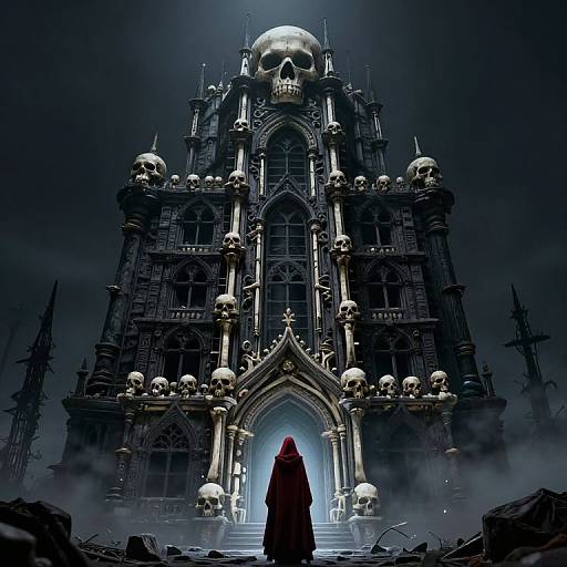 Mystic Skull Building with Red Cloak