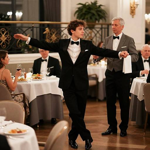 Elegant Dance Scene in Upscale Restaurant