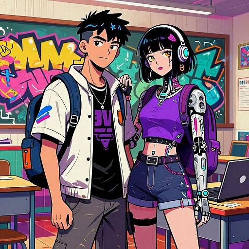 Cyborg Classroom Graffiti Art