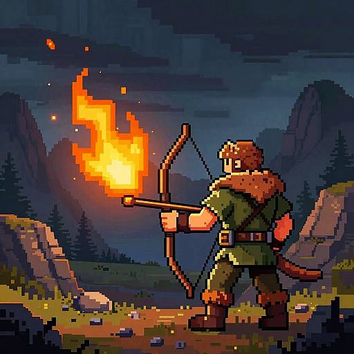 Pixel Art Wilderness Ranger Scene
