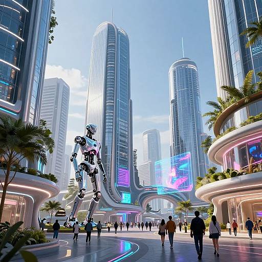 Futuristic City with Robotic Organic Design