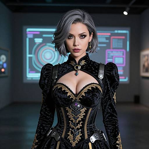 Confident Cyberpunk Gothic Woman