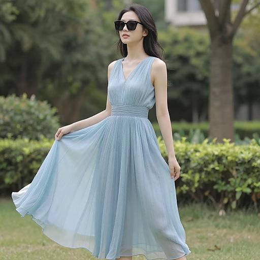 Elegant Young Woman in Garden Setting