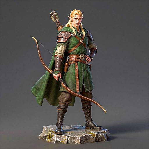 Detailed Elven Archer in Dark Setting