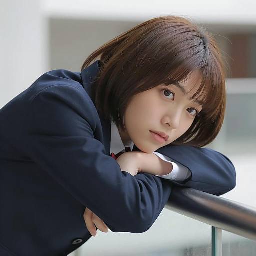 Serene Portrait of an Asian Schoolgirl