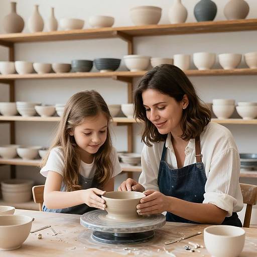 Cozy Pottery Studio: Mother and Daughter