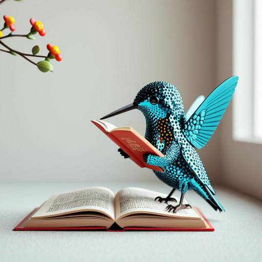 Surreal Hummingbird Reading a Book