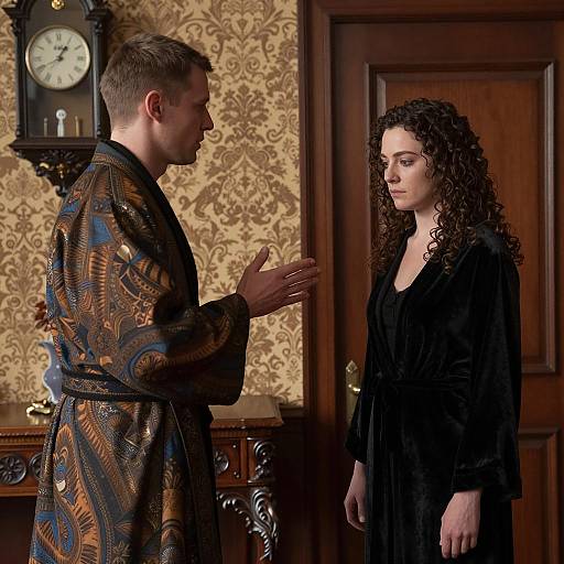 Elegant Interaction in an Ornate Room