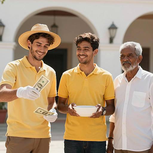 Three Men Captured in Joyful Moment