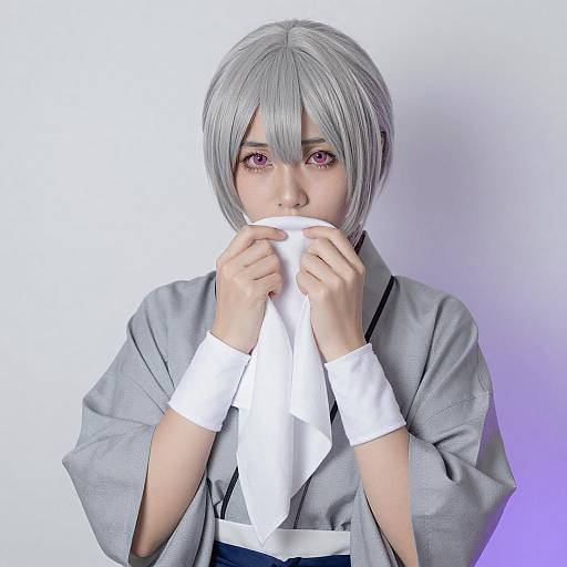 Portrait of Shy Asian Woman in Kimono