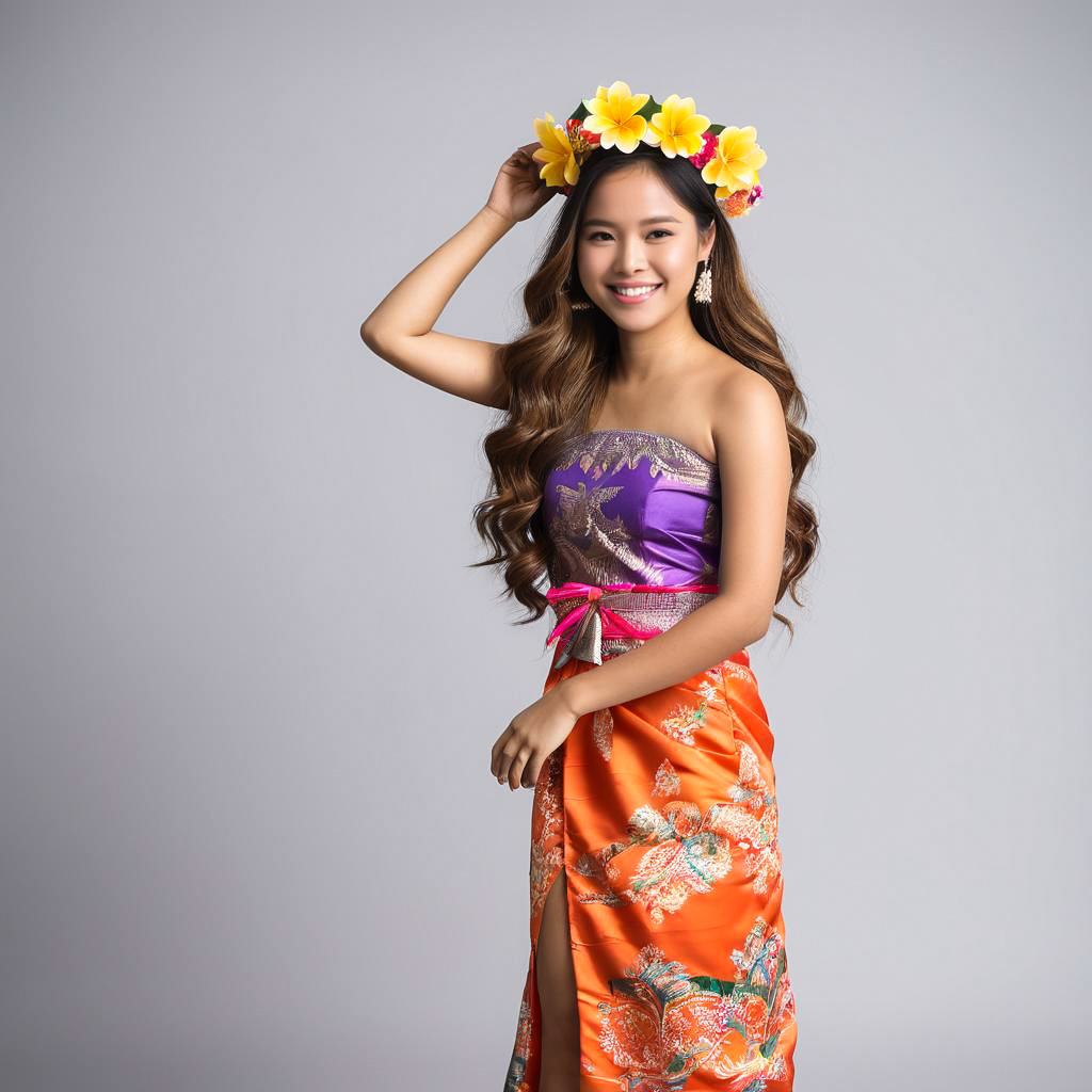 Joyful Thai Girl in Traditional Dress