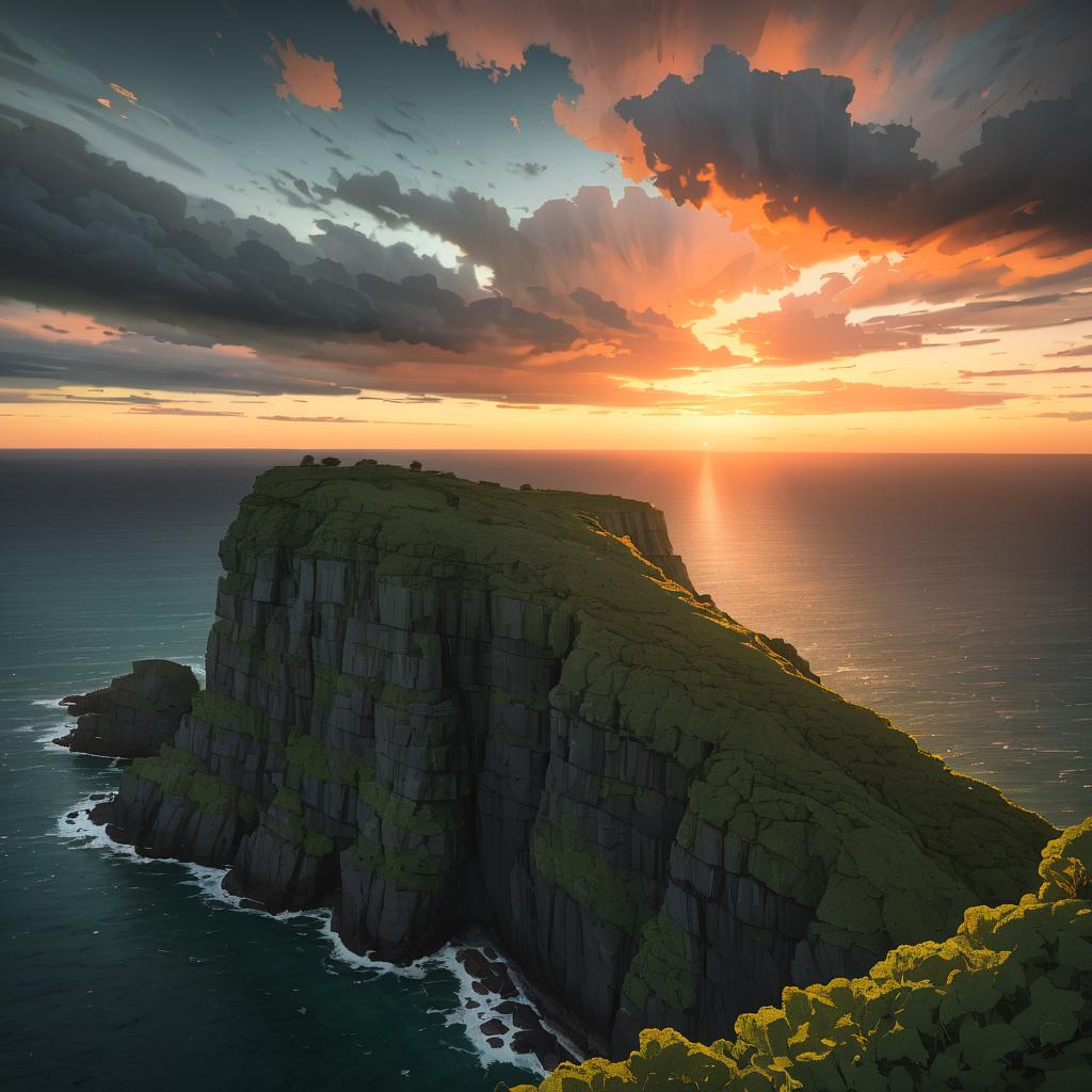 Dramatic Rocky Headland at Sunset