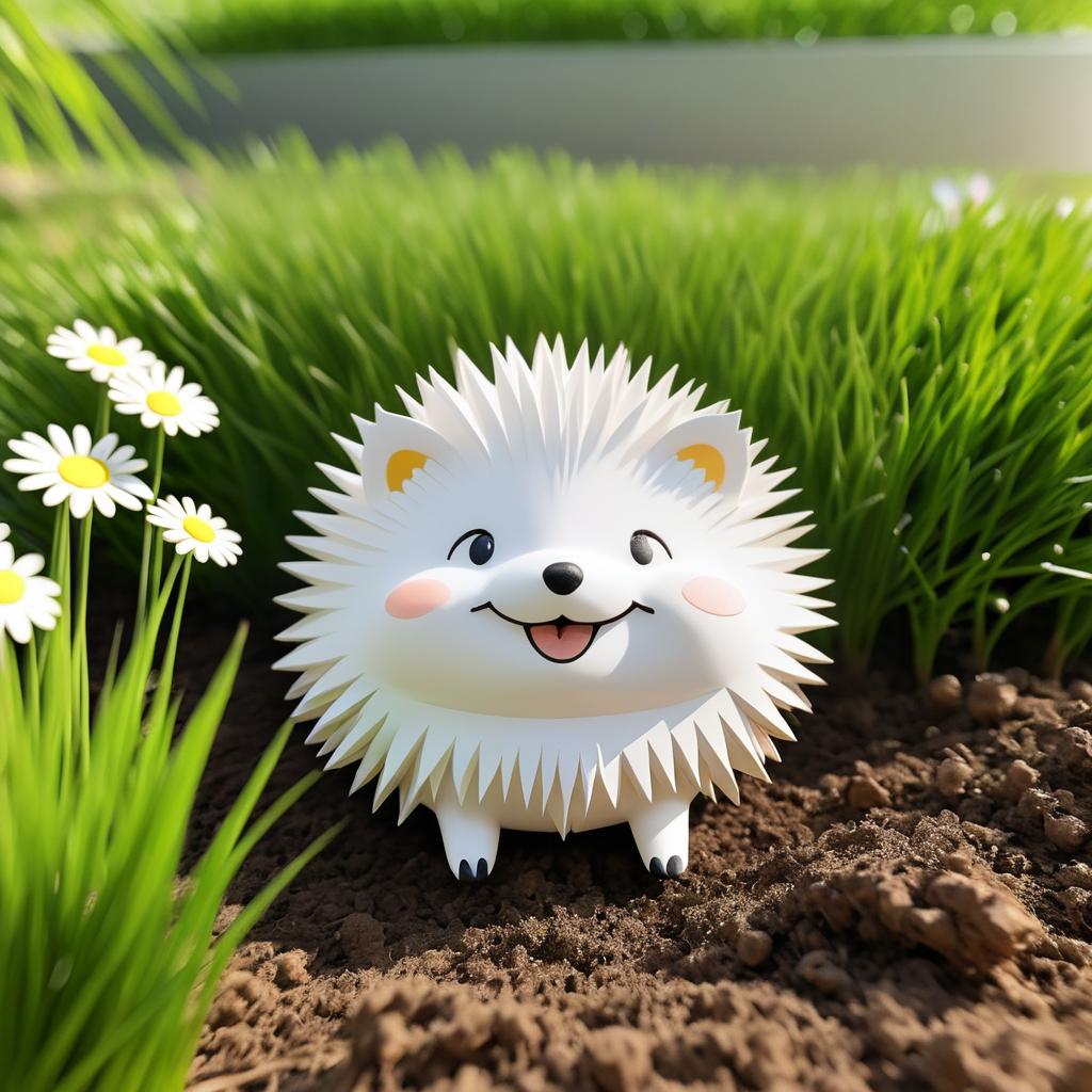 Cute Bishoujo Hedgehog in Minimalist Garden