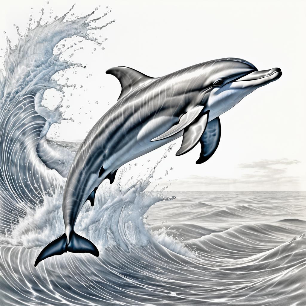 Joyful Dolphin in Intricate Pencil Art