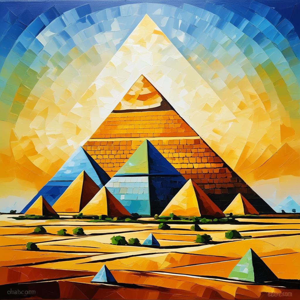 Picasso-Style Pyramids of Giza Painting