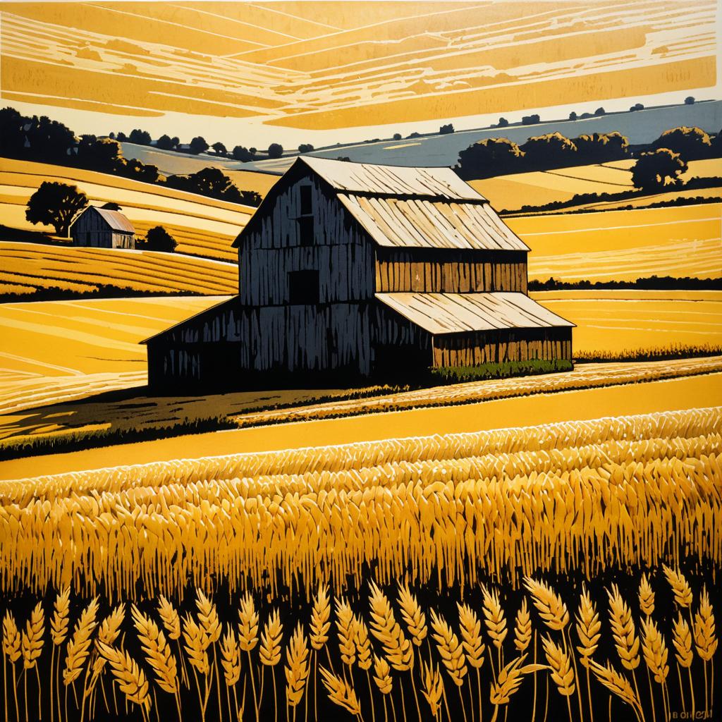 Rustic Barn Surrounded by Golden Fields