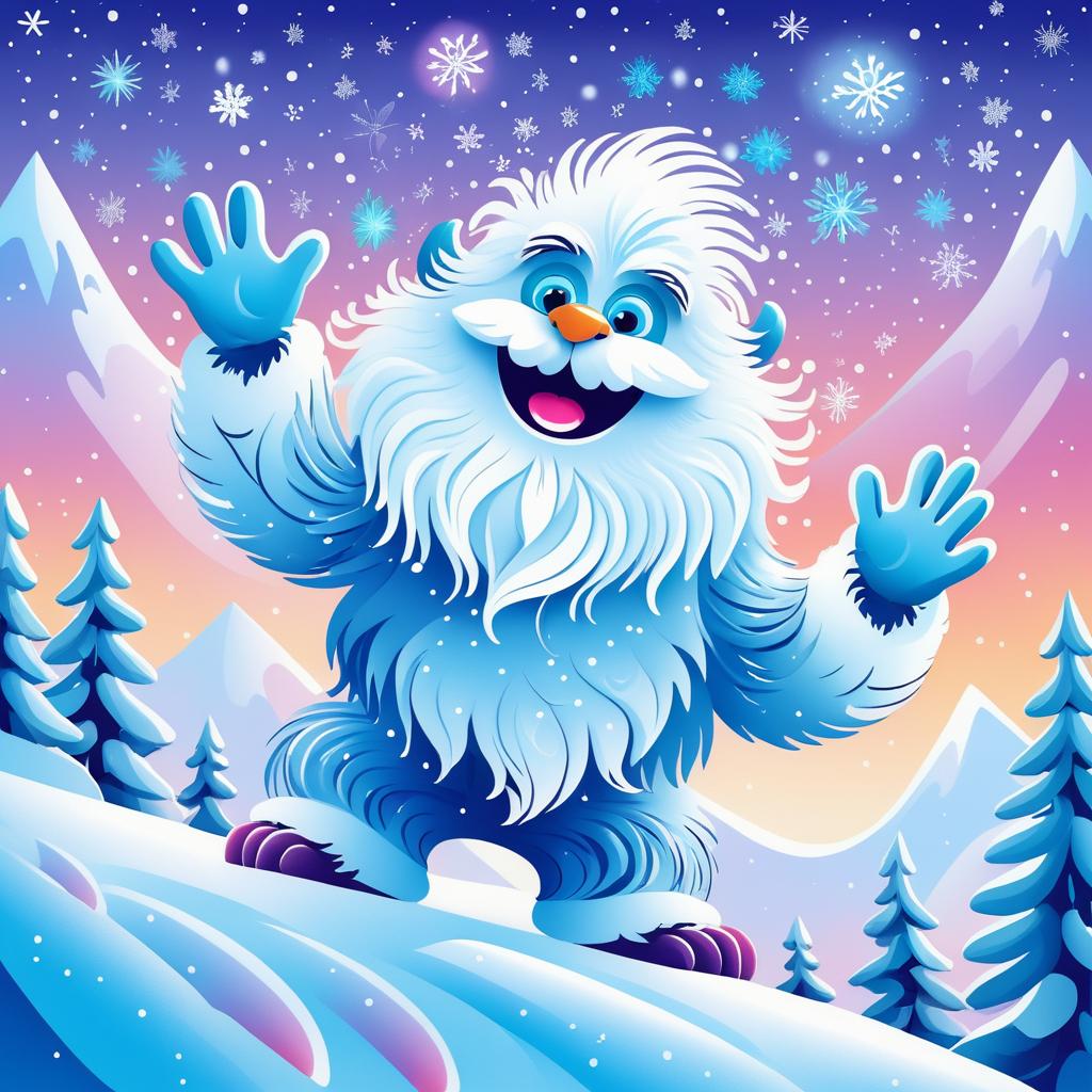 Whimsical Yeti in a Winter Wonderland