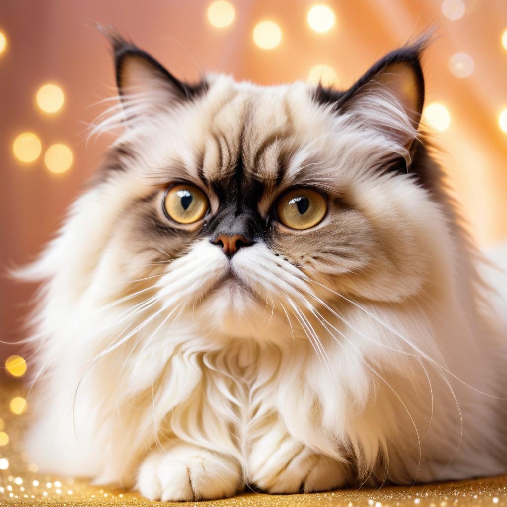 Dreamy Close-Up of a Persian Cat