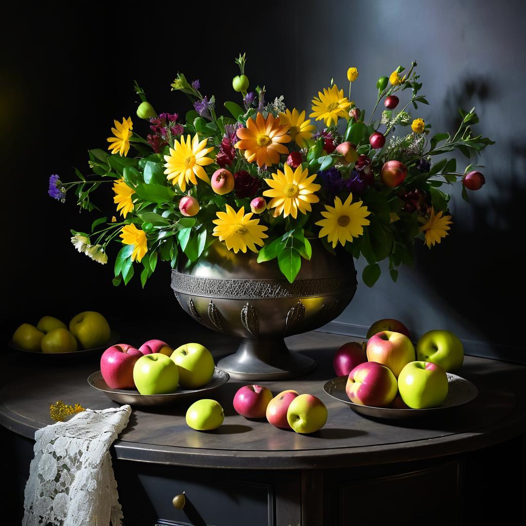 Floral Elegance in a Dark Room