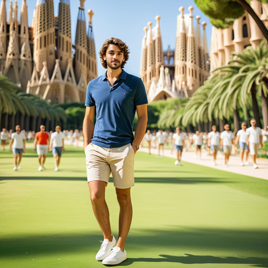 Young Man Enjoys Minimalist Barcelona Tour