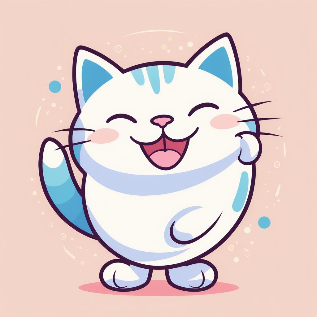 Adorable Cartoon Kitten with Joyful Expression