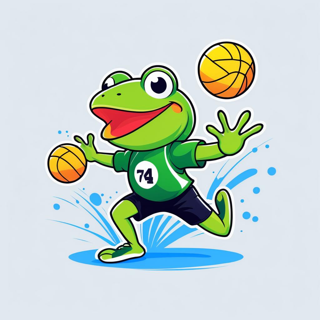 Cartoon Frog Playing Volleyball T-Shirt Design