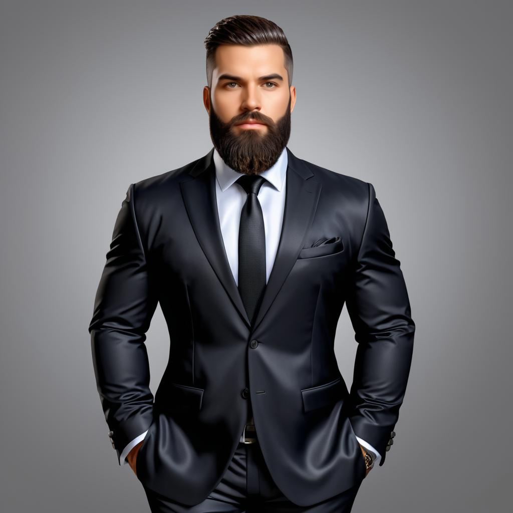 Realistic Portrait of a Bearded Businessman