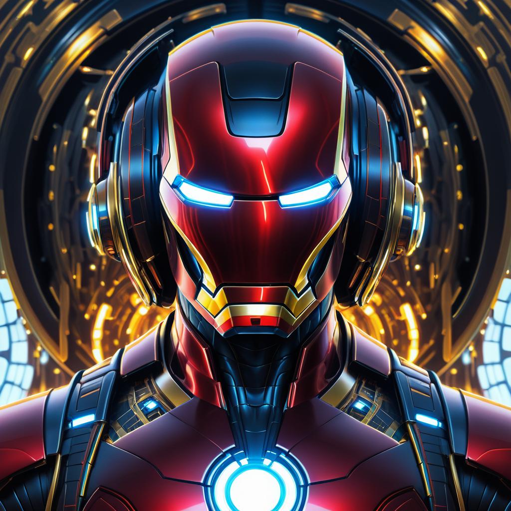 Symmetrical Iron Man Sci-Fi Portrait