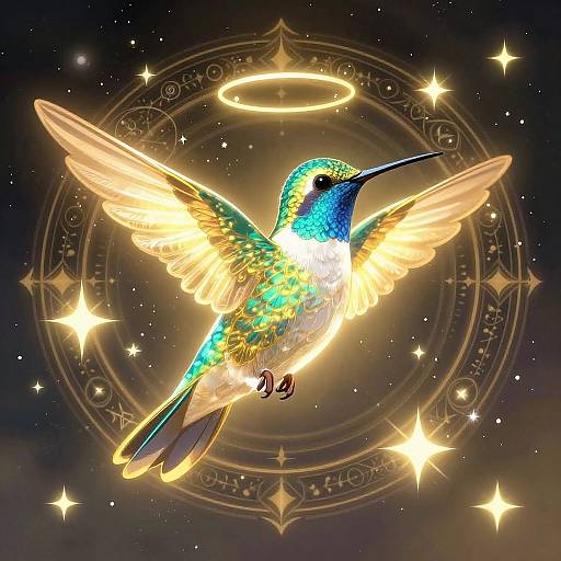 Glowing Mystical Hummingbird Illustration