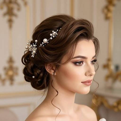 Regal Eastern European Updo with Pearls