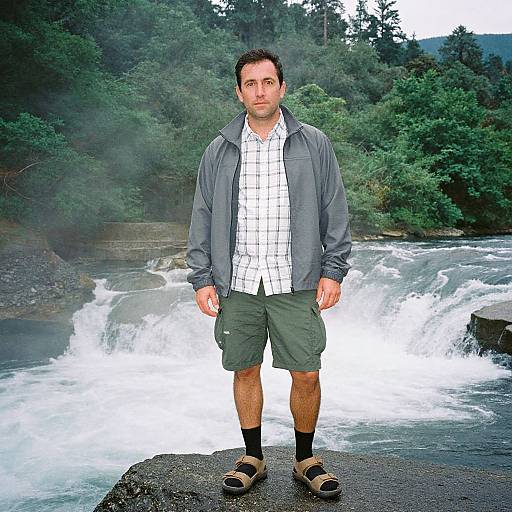 Man by Hydroelectric Dam in Nature