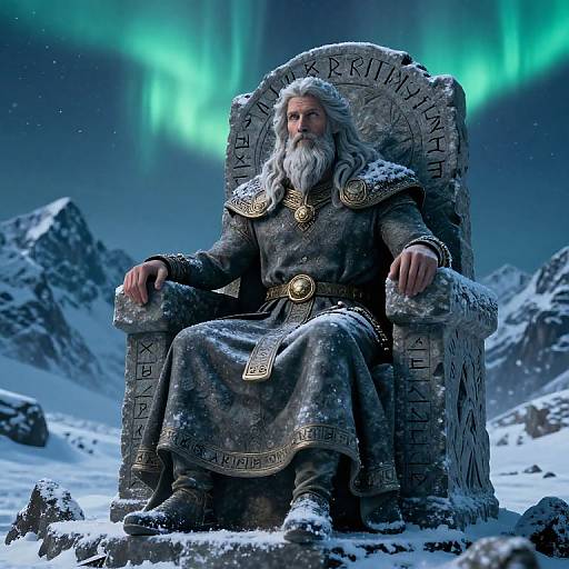Forsetti Norse God on Stone Throne