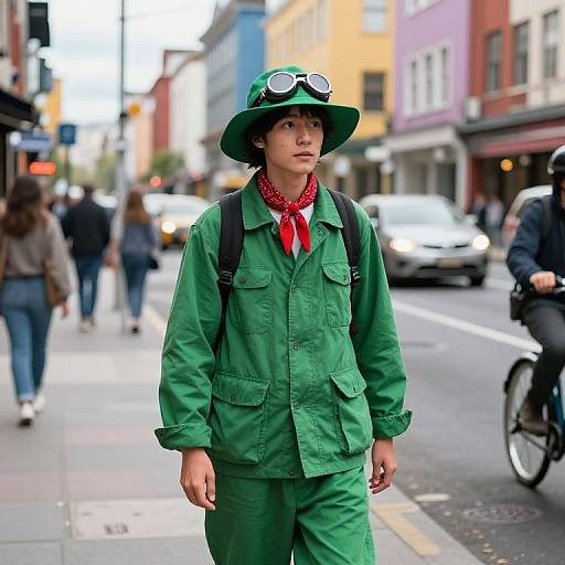 Urban Explorer in Green Attire