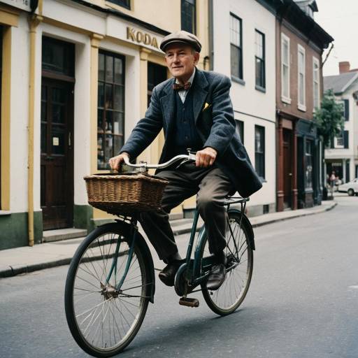 Nostalgic Cinema: Elderly Man Cycling