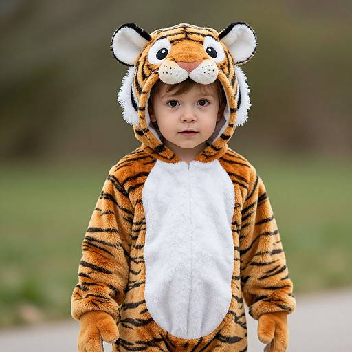 Realistic Toddler in Tiger Costume
