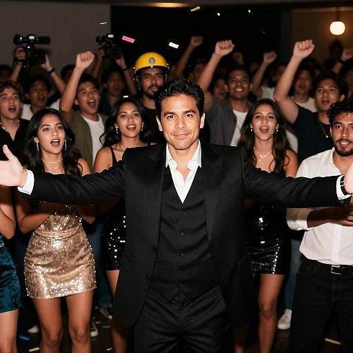 Celebratory Moment in a Lively Crowd