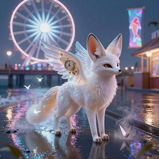 Whimsical Fennec Fox Spirit in Neon Bliss