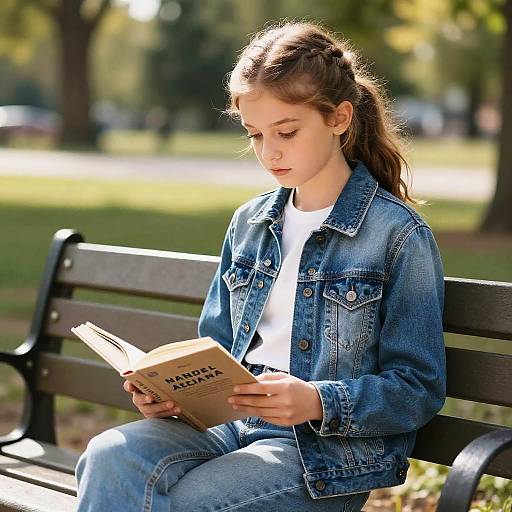 Serene Young Girl Reading Outdoors