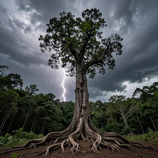 Stormy Night Over Ancient Tree
