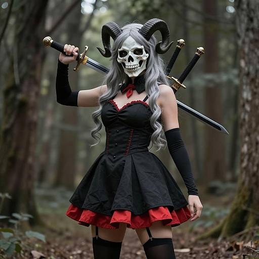 Sorceress with Ram Horns in Forest