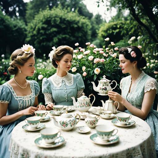 Vintage Garden Tea Party with Elegant Tea Set