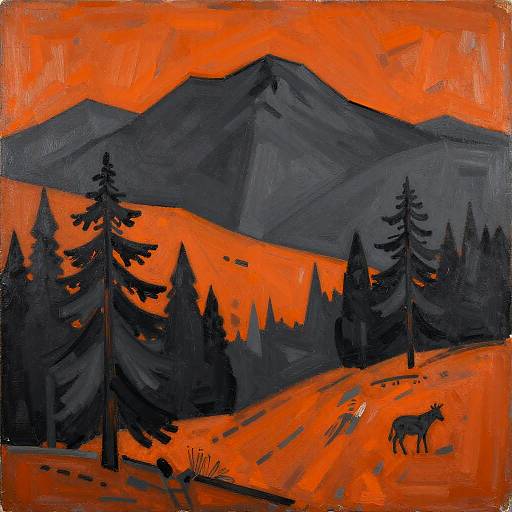 Neo-Expressionist Mountain Landscape