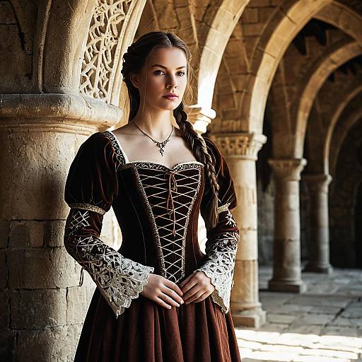 Regal Young Woman in Medieval Gown