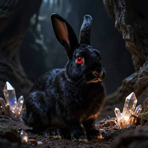 Glowing Black Rabbit in Mystic Cave